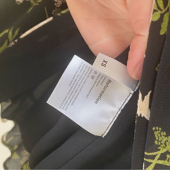 Reformation Black Floral Wrap Mini Dress size XS NWOT - Picture 2 of 2